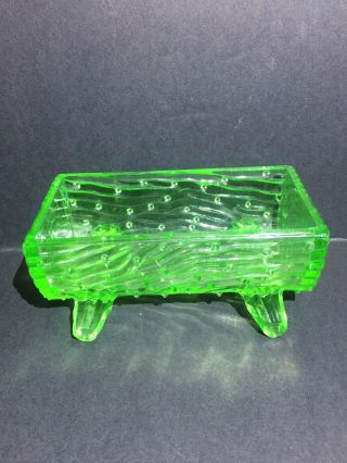 Northwood Trough Vaseline Container Dish Green Footed Tree Log
