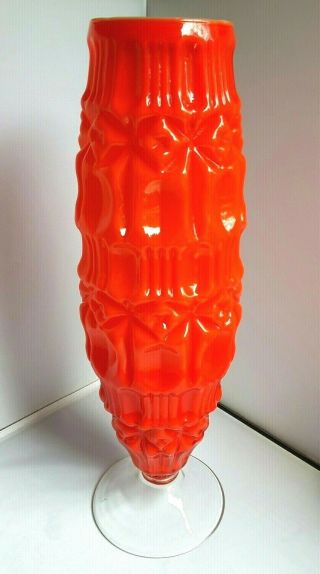 Empoli Mid - Century Modern Red - Orange Art Glass Vase 14.  75 " H Home Decor Gift
