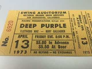 DEEP PURPLE 1973 BOX OFFICE TIcket - Who Do We Think We Are Tour 3