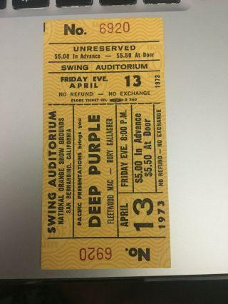 DEEP PURPLE 1973 BOX OFFICE TIcket - Who Do We Think We Are Tour 5