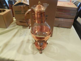 Princess House Brass & Copper Coffee Carafe With Warming Stand 446 W/ Orig.  Box