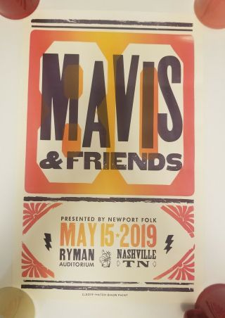 Mavis Staples & Friends Hatch Show Print Poster Ryman 2019 80 Birthday Nashville