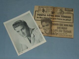 1956 Elvis Presley 8 " X 10  As He Appears In Love Me Tender " Photo W/ad (cool)