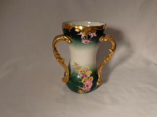 Lovely Tressemann & Vogt Limoges Handpainted Orchids Gold 7 " Tall Vase - Nr