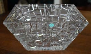 Lovely Tiffany & Co Sierra Square Crystal Cracked Ice Motif Serving Bowl W Label