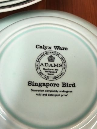 4 Adams Calyx Ware Singapore Bird Soup Bowls English Ironstone Black Mark 3