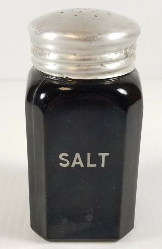 1930s 40s Hazel Atlas Fired On Black Milk Glass Range Size Salt Spice Jar Shaker