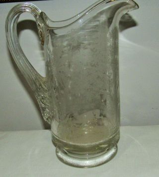 Eapg Etched Hunter,  Deer & Dog Tankard Water Pitcher Late 1800 
