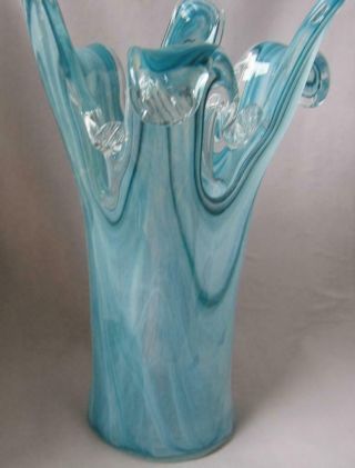 Tall Murano Art Glass Vase Blue Tammaro Made In Italy No 253