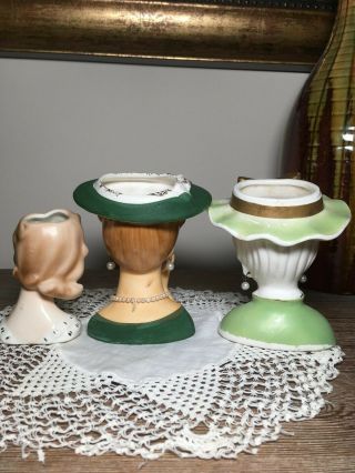 3 lady head vase 1 - 3 1/2  Napco - 2 - 4 3/4  Lee Wards vintage headvase 4