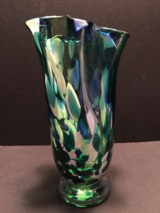 Studio Art Glass Vase Signed 8 1/2 Inches Tall Meyers