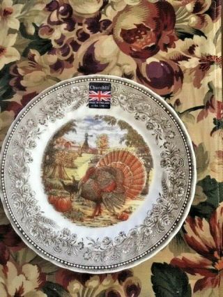 Royal Wessex By Churchill Turkey Thanksgiving Porcelain Dinner Plates Set Of 4