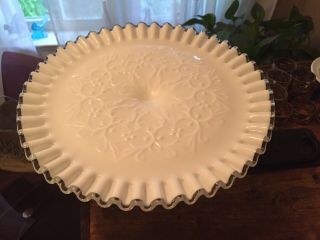 Fenton Silvercrest Milkglass Spanish Lace Pedestal Footed Cake Plate Stand