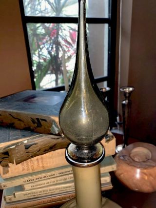 Blenko Architectural Decanter MCM Art Glass Genie Bottle Vase 19” TAUPE 2