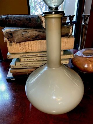 Blenko Architectural Decanter MCM Art Glass Genie Bottle Vase 19” TAUPE 3