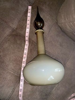 Blenko Architectural Decanter MCM Art Glass Genie Bottle Vase 19” TAUPE 4