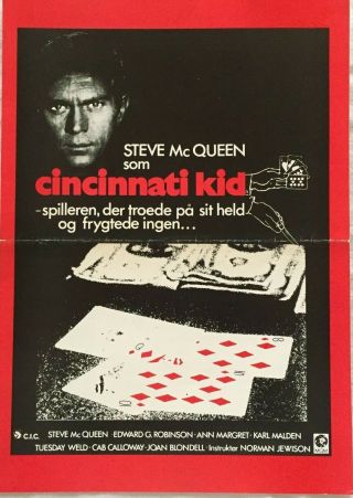 The Cincinnati Kid Steve Mcqueen Ann - Margret Vtg 1965 Danish Movie Press Release