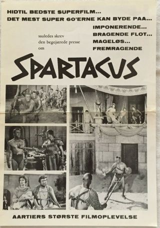 Spartacus Kirk Douglas Laurence Olivier Jean S 1960 Danish Movie Press Release
