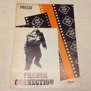 " The French Connection " Gene Hackman Vintage 1971 Danish Movie Press Release Kit