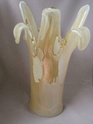 Tall Murano Art Glass Vase Gold Amber Tammaro Made In Italy No 254