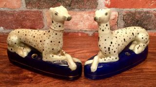 Staffordshire Dalmatian Dog Porcelain Inkwell Bookends