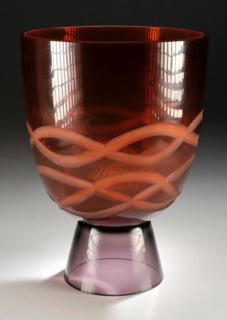 Large 12 " Tall Waterford Evolution Glass Vase Mcm Mid - Century