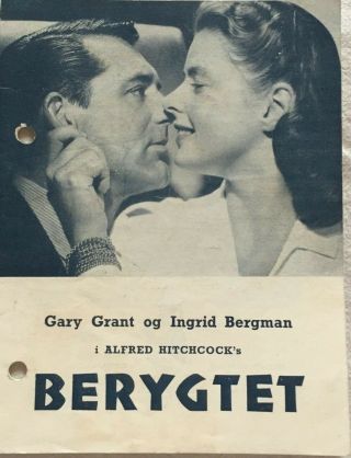 Notorious Cary Grant Ingrid Bergman Claude Rains Old 1945 Danish Movie Program