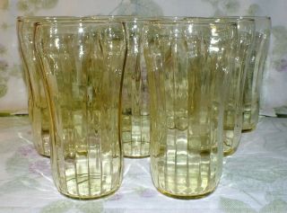 Crystal Straight Ribbed Optic Yellow Topaz Tumblers Set Of 9 All Exc