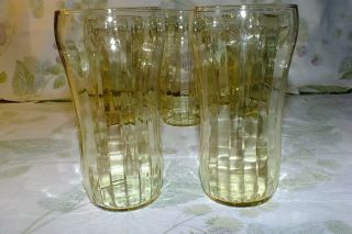 CRYSTAL STRAIGHT RIBBED OPTIC YELLOW TOPAZ TUMBLERS SET OF 9 ALL EXC 5