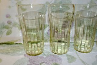 CRYSTAL STRAIGHT RIBBED OPTIC YELLOW TOPAZ TUMBLERS SET OF 9 ALL EXC 7