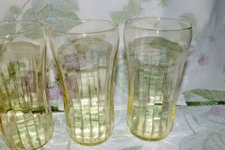 CRYSTAL STRAIGHT RIBBED OPTIC YELLOW TOPAZ TUMBLERS SET OF 9 ALL EXC 8