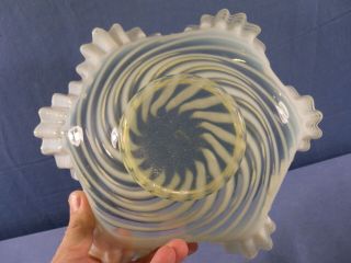 Fenton Topaz Opalescent Vaseline Glass Spiral Optic Bowl 6