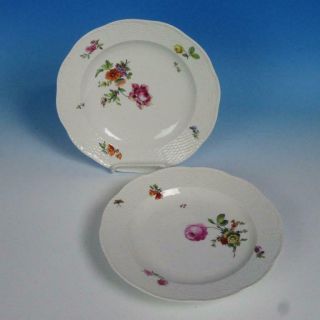 Kpm Berlin Meissen Porcelain - Flower Decorated - Two Large Bowls - 9½ Inches