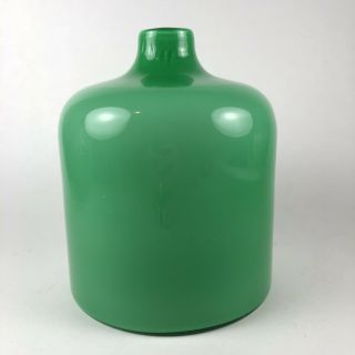 Empoli Italy Mid Century Vintage Cased Lime Kelly Green Art Glass Vase Modern