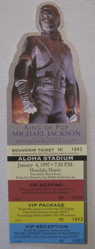 Michael Jackson Souvenir Ticket At Aloha Stadium,  January 4,  1997