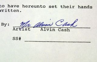 Signed R&b Soul Music Contract - Alvin Cash & The Crawlers - 1970s - Sclo