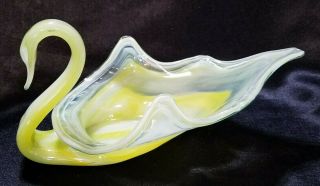 Vintage Sooner Glass Company Hand Blown Swan Dish