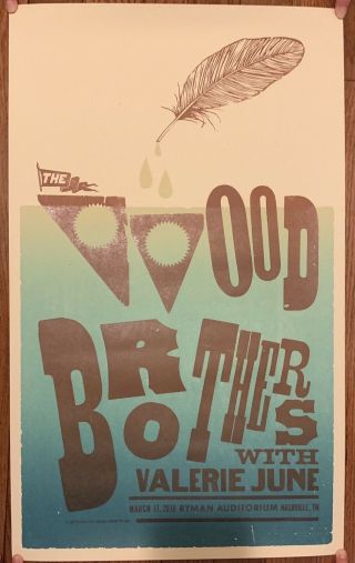 The Wood Brothers Ryman Hatch Show Print Nashville 2018 Tour Poster Valerie June