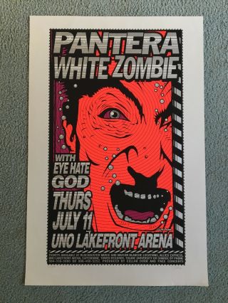 Pantera White Zombie Concert Poster Orleans 1996 S/ Uncle Charlie Uno