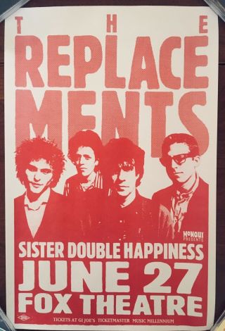 The Replacements Concert Poster June 27,  1991 Portland,  Or Fox Theater