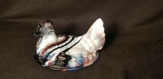 Vintage Purple White Slag Glass Hen on Nest Covered Candy Dish Rooster 5
