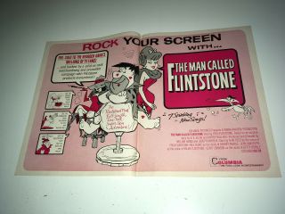 Man Called Flintstone Movie Trade Ad 1966 Hanna Barbera Cartoon Animation Poster