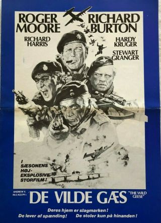 The Wild Geese Richard Burton Roger Moore 1978 Vtg Danish Movie Press Release