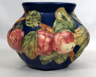 Antique Weller Art Pottery Baldwin Apple Vase Jardiniere Bowl Cobalt Blue