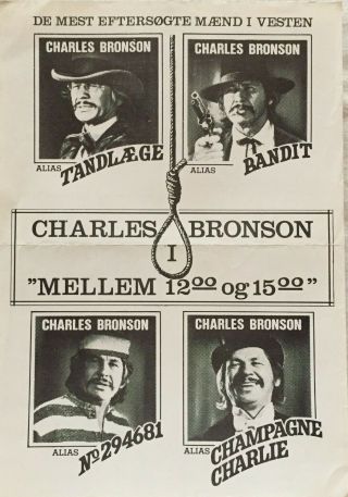 From Noon Till Three Charles Bronson Jill I Vtg 1976 Danish Movie Press Release