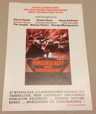 " Battle Of The Bulge " Henry Fonda Andrews 1965 Danish Movie Press Release Kit