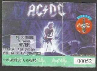 Argentina Ac/dc Concert Ticket Stub 1996