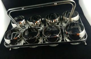 Mercury Fade Roly Poly Glasses With Caddy Set Of 8 Likenew