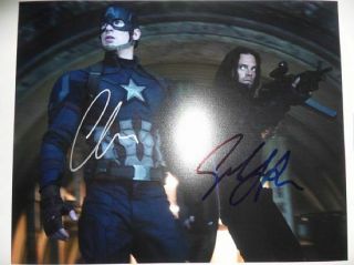 Sebastian Stan Chris Evans " Captain America " 8x10 Signed Photo Auto
