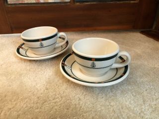 Set Of 2 Buffalo China Roycroft Tea Cups And Saucers